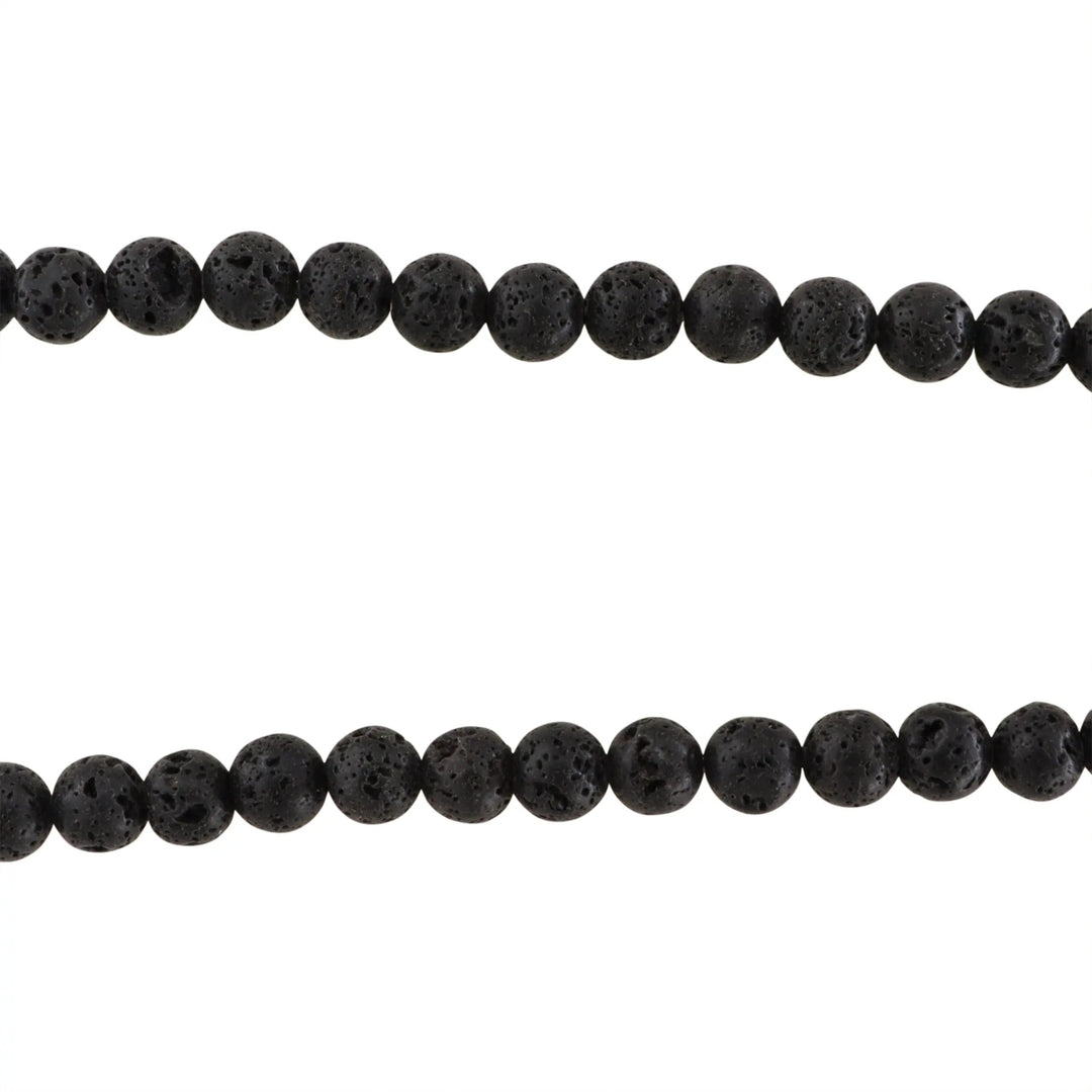 Smykkestensperler, string, lavasten, rund - flere varianter JCentre