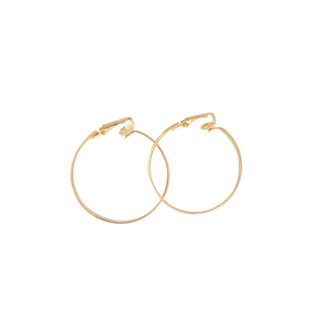Earrings, clip, hoop, 3.5cm, gold-plated brass 