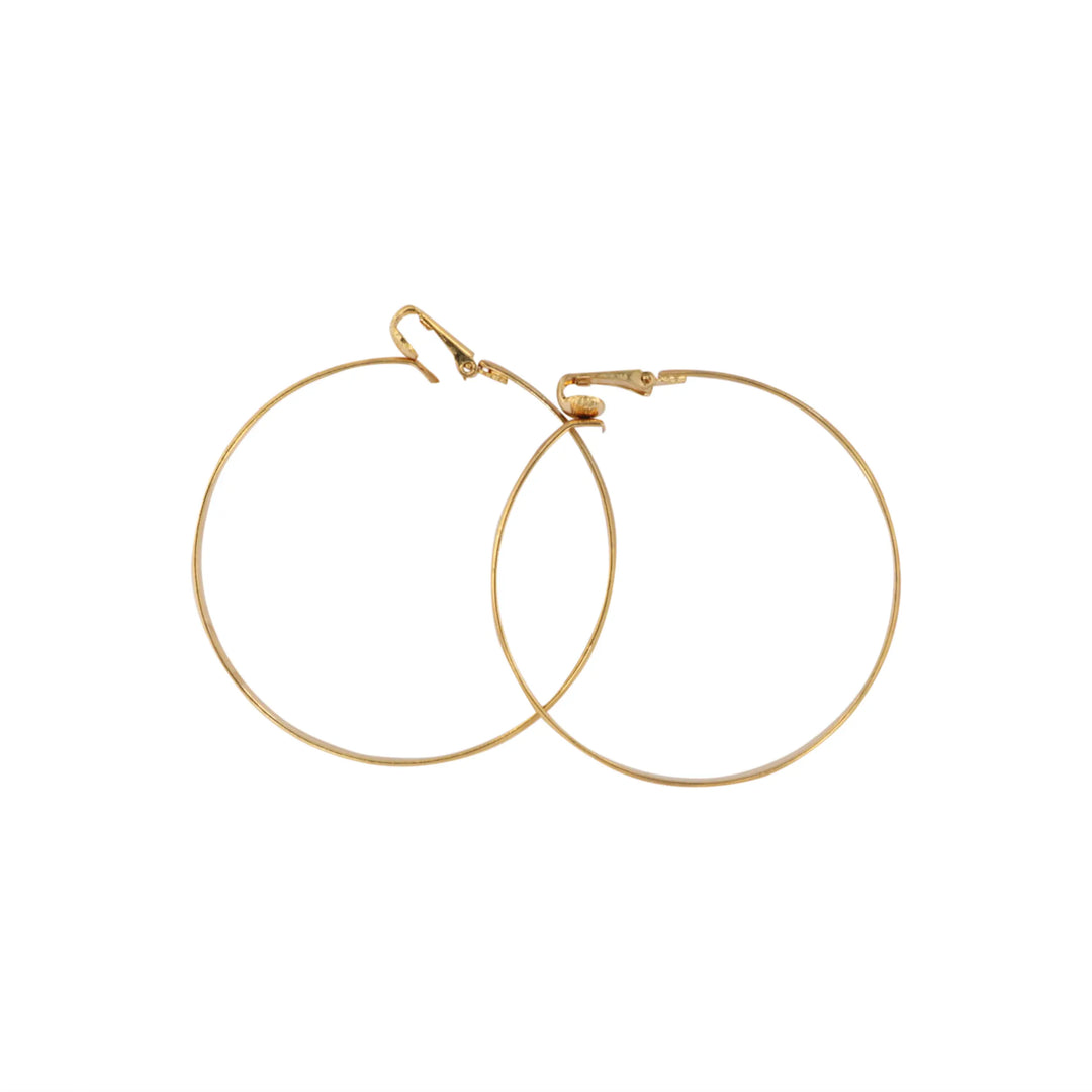 Earrings, clip, hoop, 5.5cm, gold-plated brass 