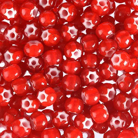 Red glass beads, preciosa, red cornelian star, bulk purchase 