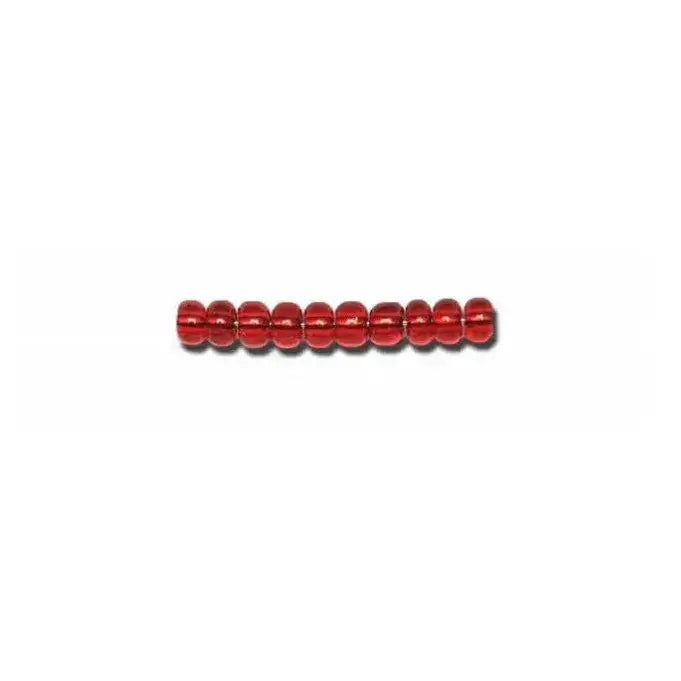 Red glass beads, preciosa, silverlined ruby 