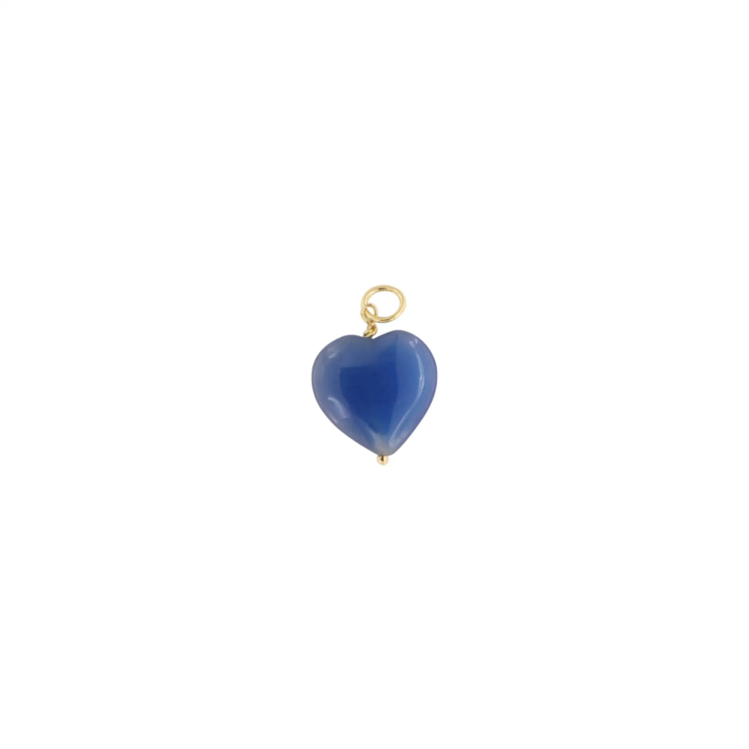 Necklace, round anchor chain with heart stone pendant, gold-plated silver 