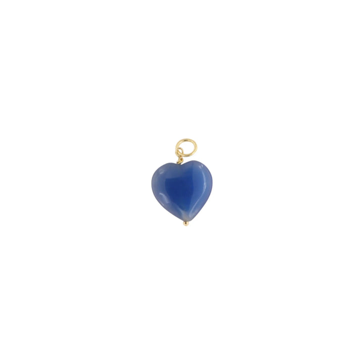 Necklace, round anchor chain with heart stone pendant, gold-plated silver 