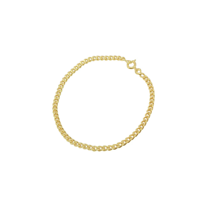 Bracelet, armor facet chain, gold-plated brass, 17-18 cm/3.2 mm 