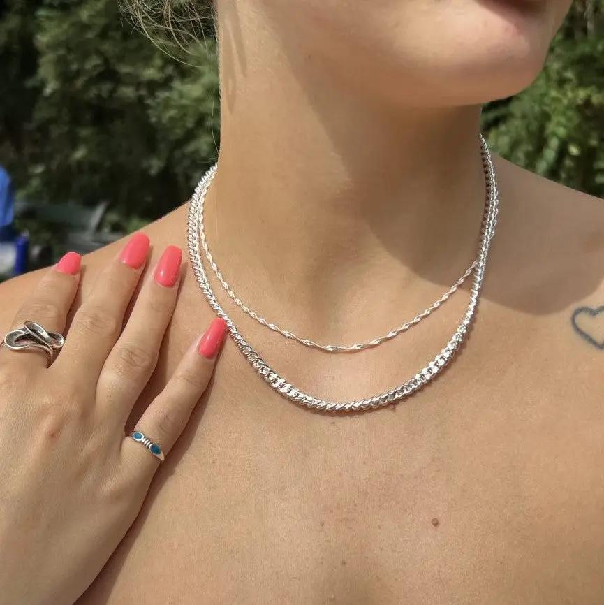 Halskæde, singapur kæde, sterlingsølv, 40 cm/2,1 mm Spain