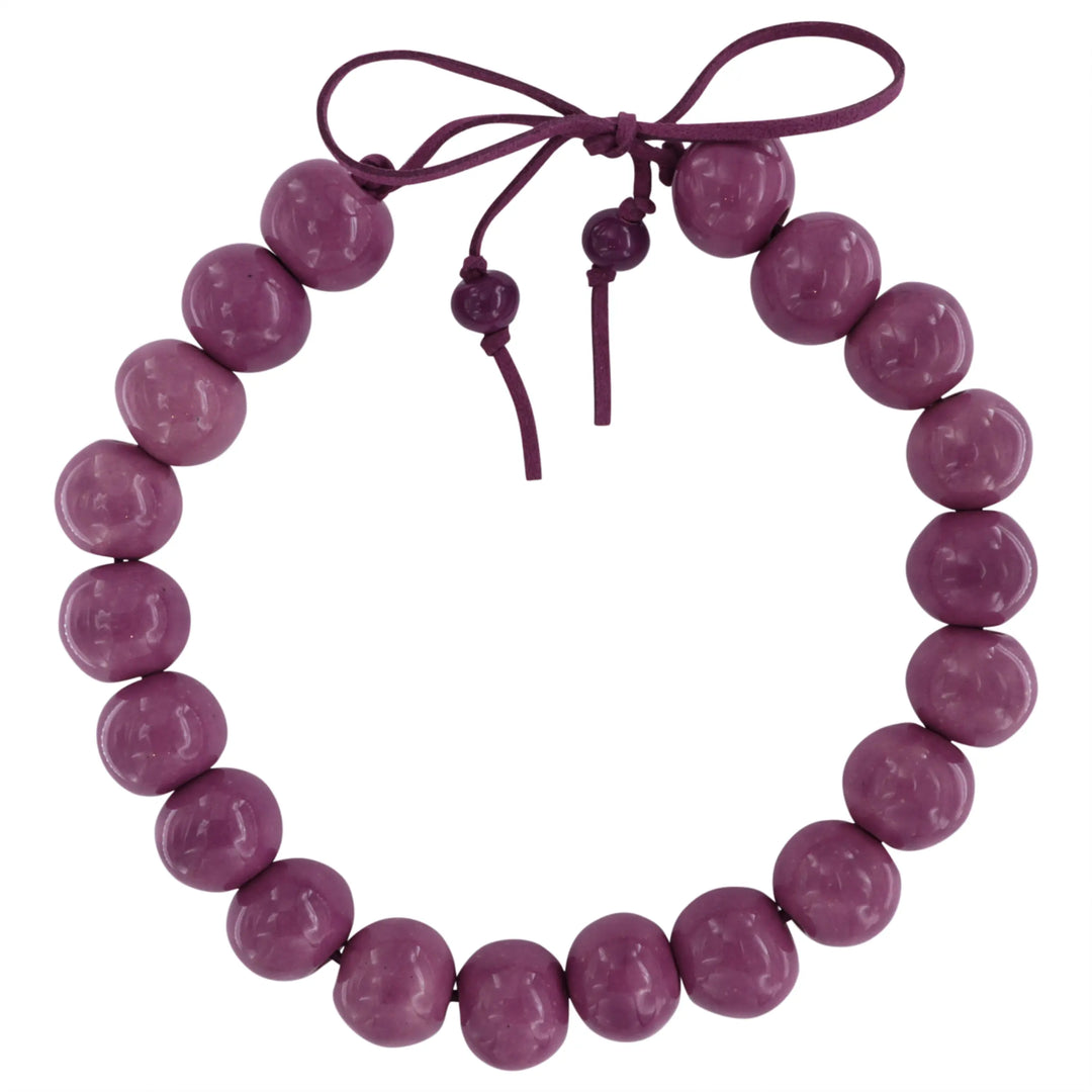 Necklace, ceramic beads on suede cord, adjustable, several variants BOC