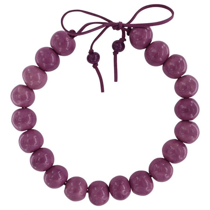Necklace, ceramic beads on suede cord, adjustable, several variants BOC