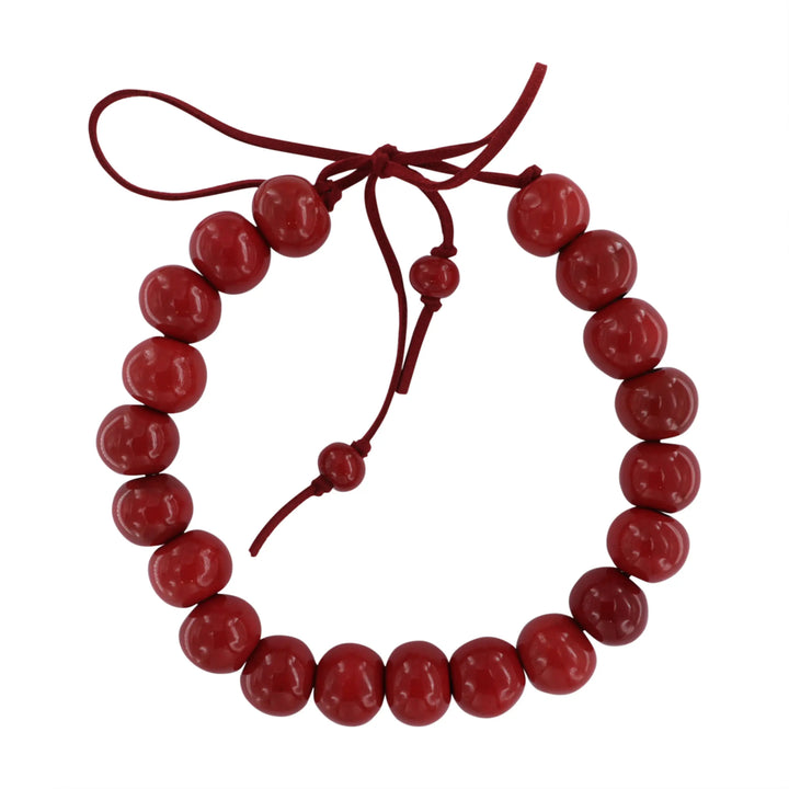 Necklace, ceramic beads on suede cord, adjustable, several variants BOC