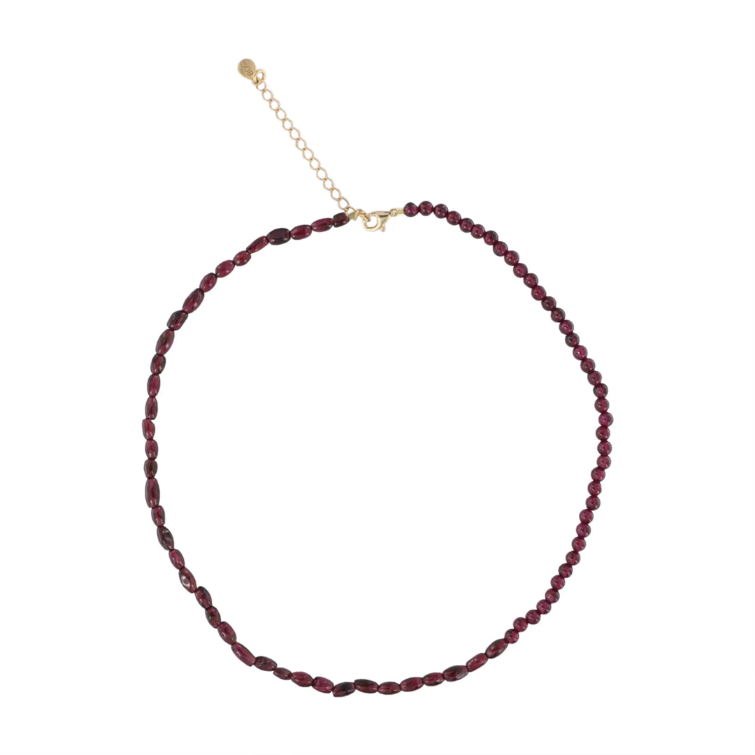 Necklace, garnet, mix, gold-plated silver, 40-45 cm BOC