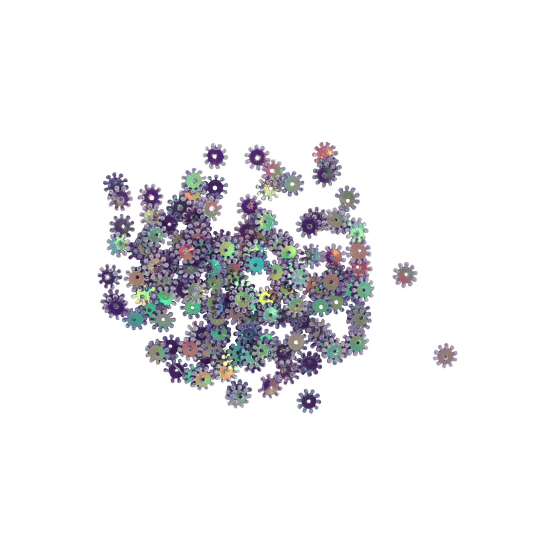 Sequins, flower, hard, 8mm, with rainbow sparkle, 10-40g Beadhouse of Copenhagen
