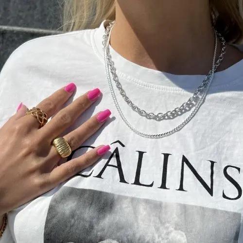 Halskæde, chunky rund anker kæde, forgyldt og forsølvet messing, 47cm Beadhouse of Copenhagen