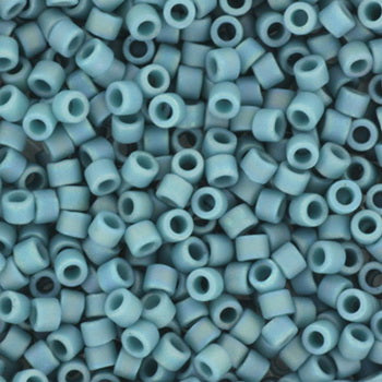 Blå glasperler, miyuki delica's 11 opaque frosted rainbow peacock Krea