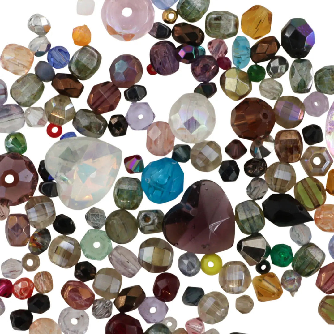 Blandede glasperler,  mix af farver og størrelser, 30g BOC