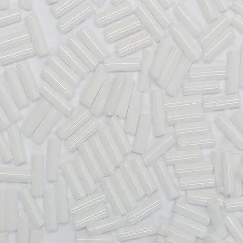 Hvide glasperler, preciosa cut bugles, opaque white, 4,6 mm Preciosa