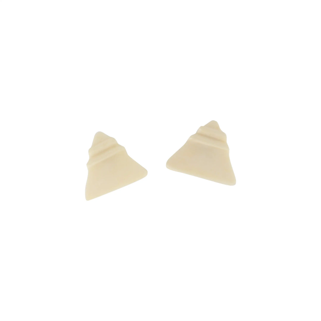 Earrings, clip, triangle with wave, silver-plated brass 