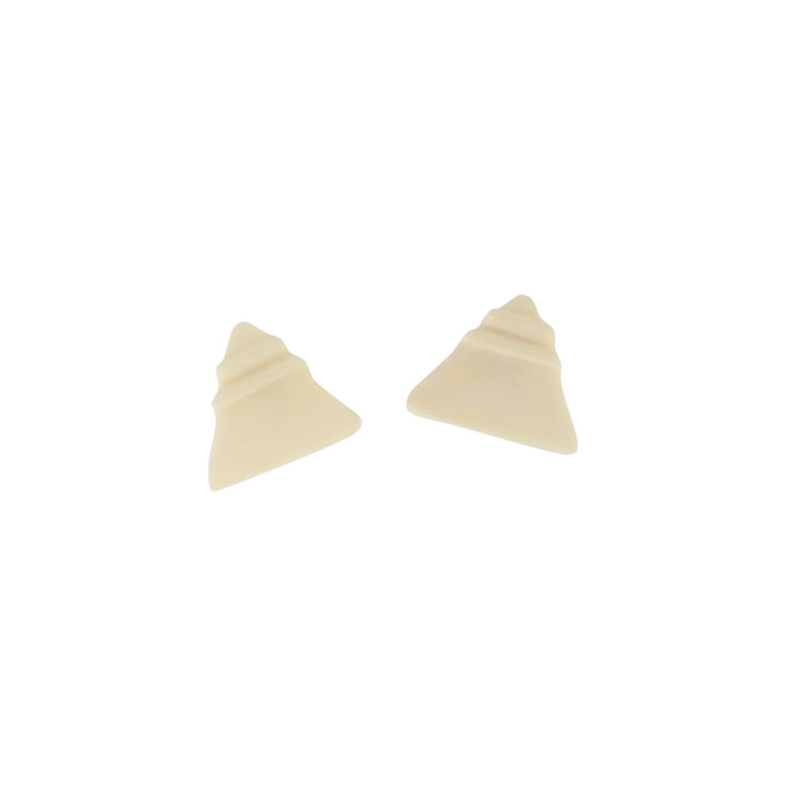 Earrings, clip, triangle with wave, silver-plated brass 