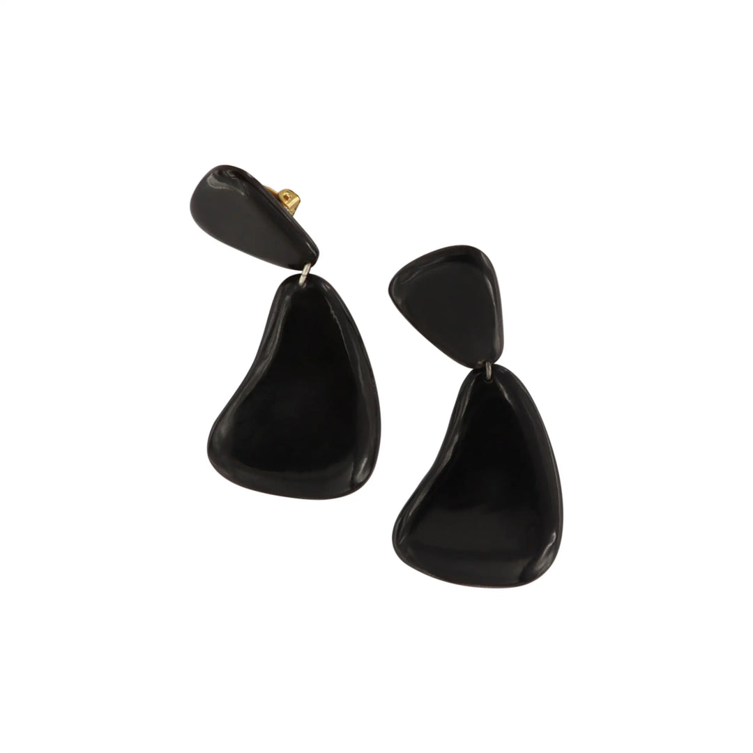 Earrings, clip, organic, gold-plated brass 
