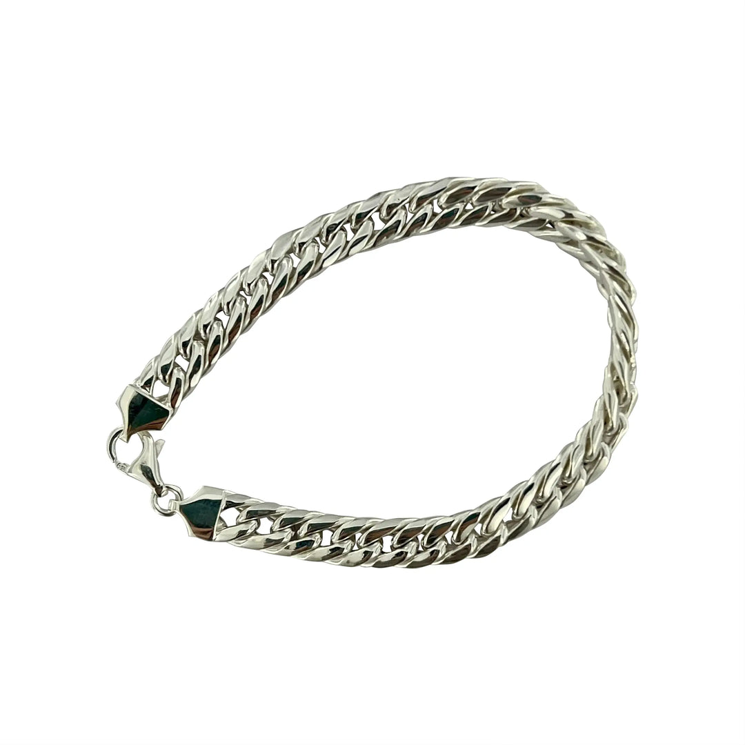 Bracelet, extra chunky dense cuban, sterling silver, 17-21 cm/8 mms 