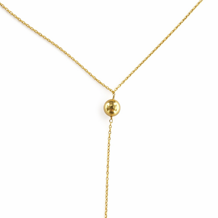 Necklace, y-shape, with gold pearl, gold-plated silver 