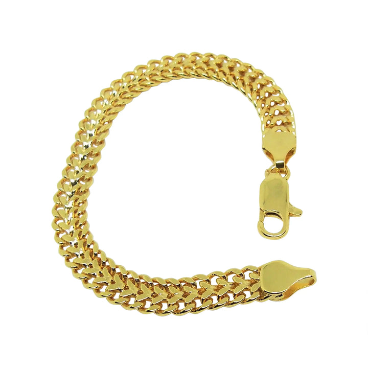 Armbånd, dobbelt panser facet kæde, forgyldt messing, 15-18 cm/7 mm 