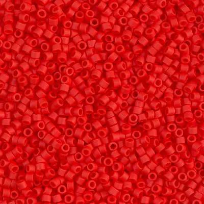 Røde glasperler, miyuki delica beads, opaque matte vermillion red Krea