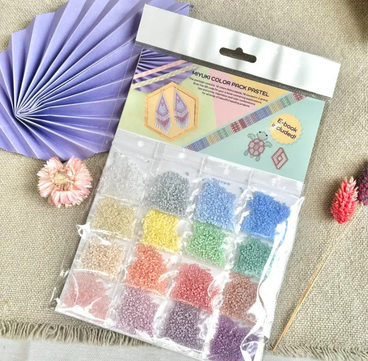 Delica glasperler, miyuki beads, med 16 pastel farver Krea