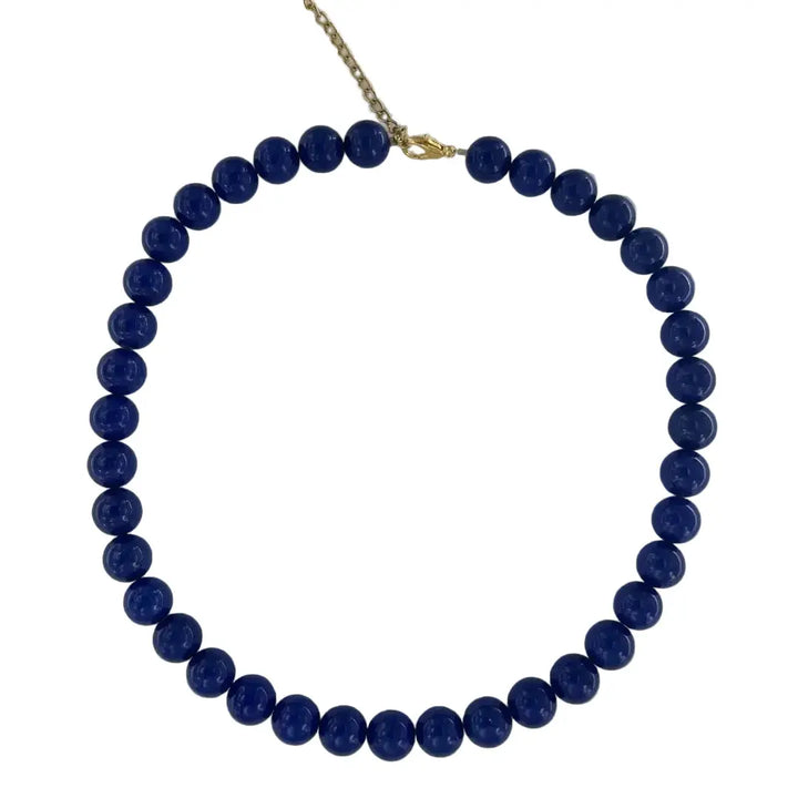 Necklace, lapis lazuli, gold-plated steel, 40-45 cm 