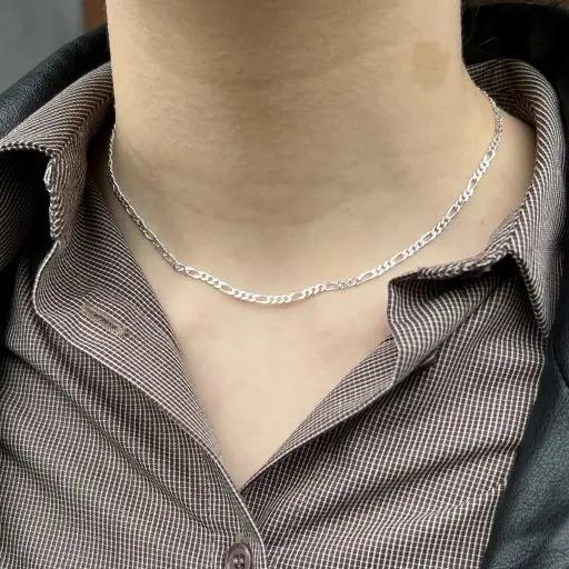 Halskæde, figaro kæde, forgyldt og sterlingsølv, 40-50 cm/3mm Silveks