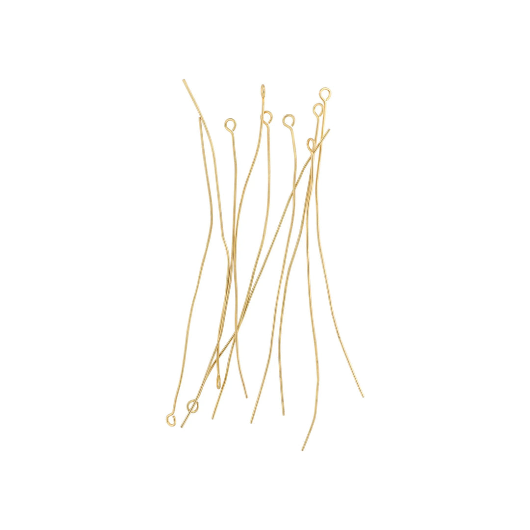 Perlestav, øje i forgyldt messing. 90x0,8mm, storkøb BOC