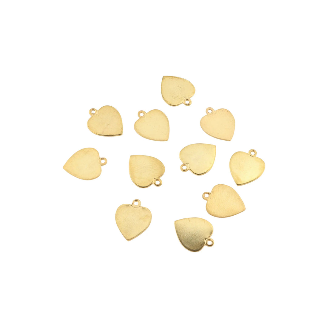 Vedhæng, fladt hjerte, forgyldt messing, 12x10 mm. BOC