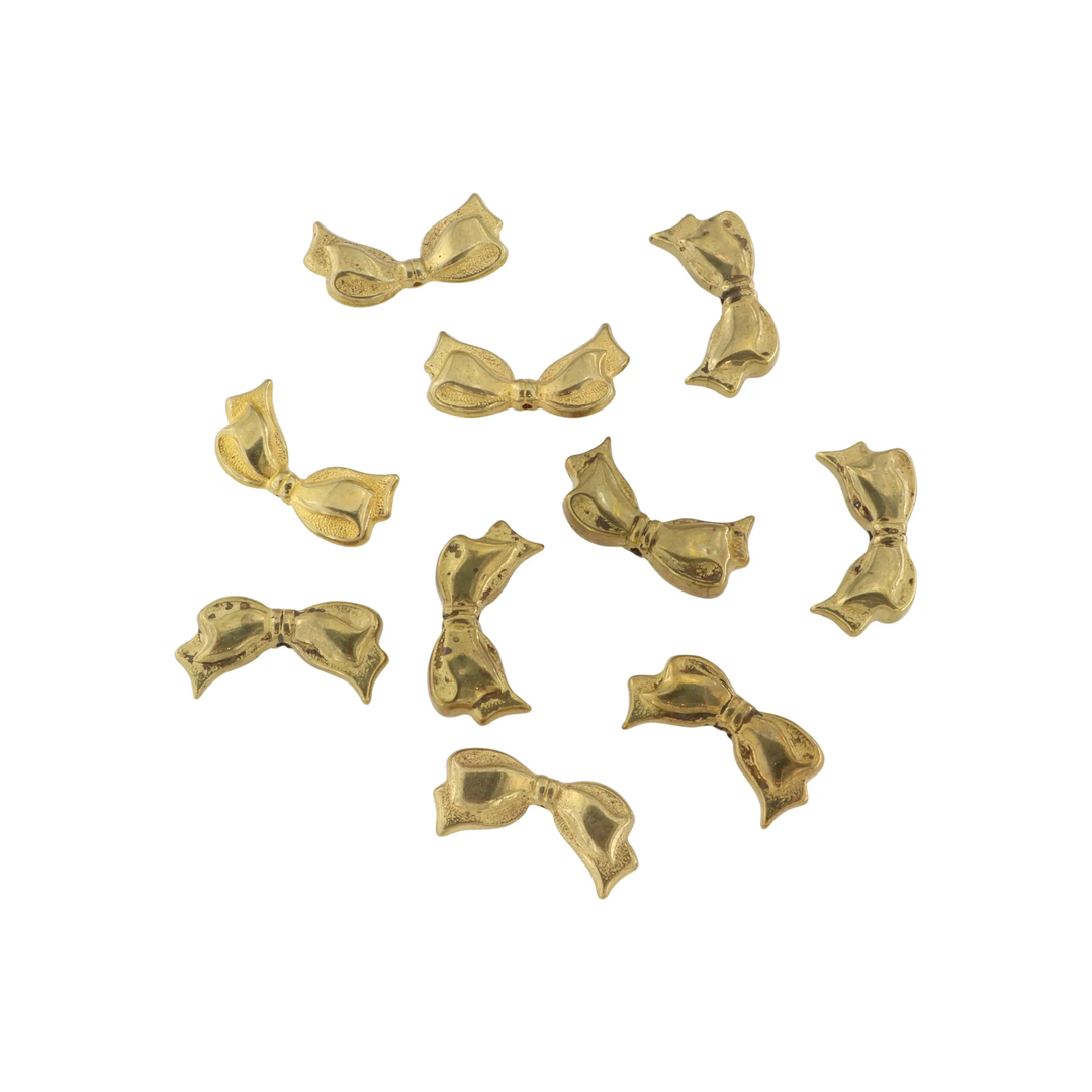 Plastikperler, sløjfe, forgyldt plastik, 21x10 mm. BOC