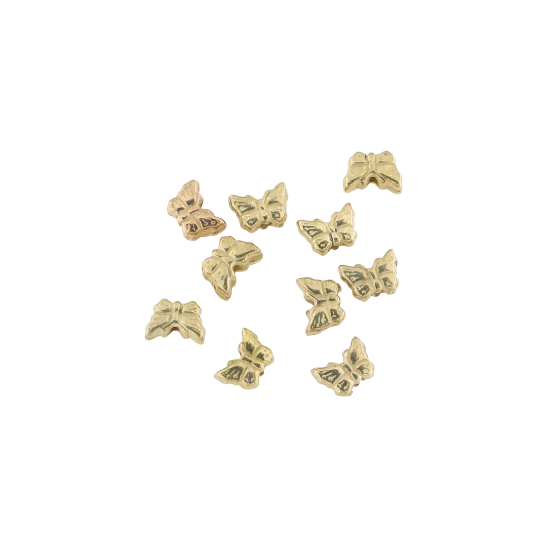 Perler, sommerfugl, forgyldt plast, 9x6 mm. storkøb BOC