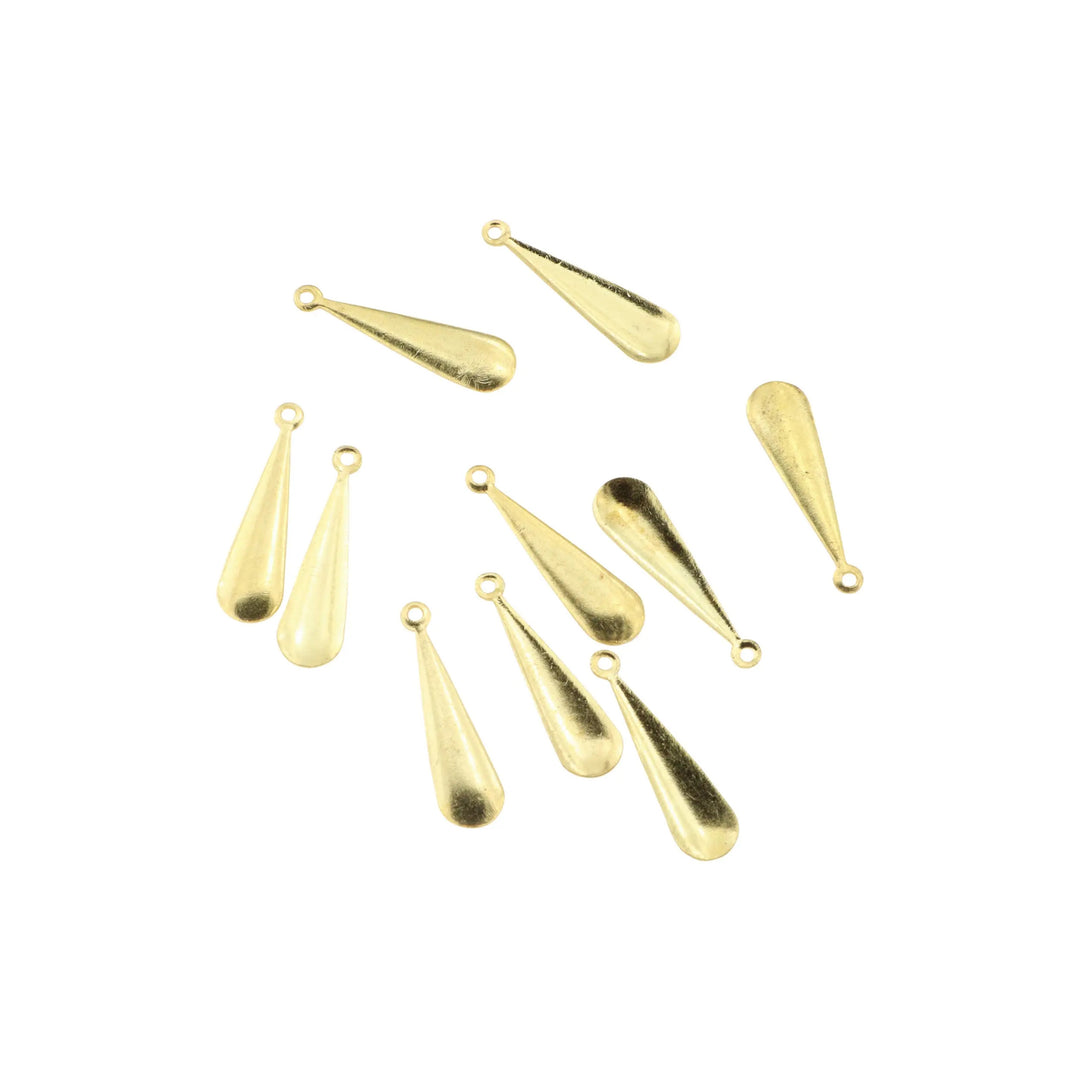 Vedhæng, spatelformet, forgyldt messing, 19x5 mm. BOC