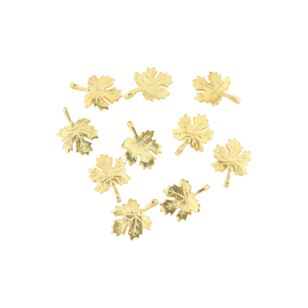 Vedhæng, spidsløn blad, forgyldt messing, 21x15 mm. 10-1000 stk BOC