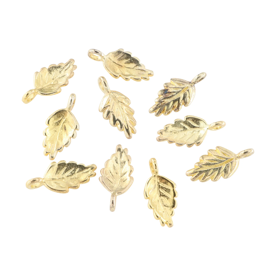 Vedhæng, blad, forgyldt messing, 23x11 mm. storkøb BOC