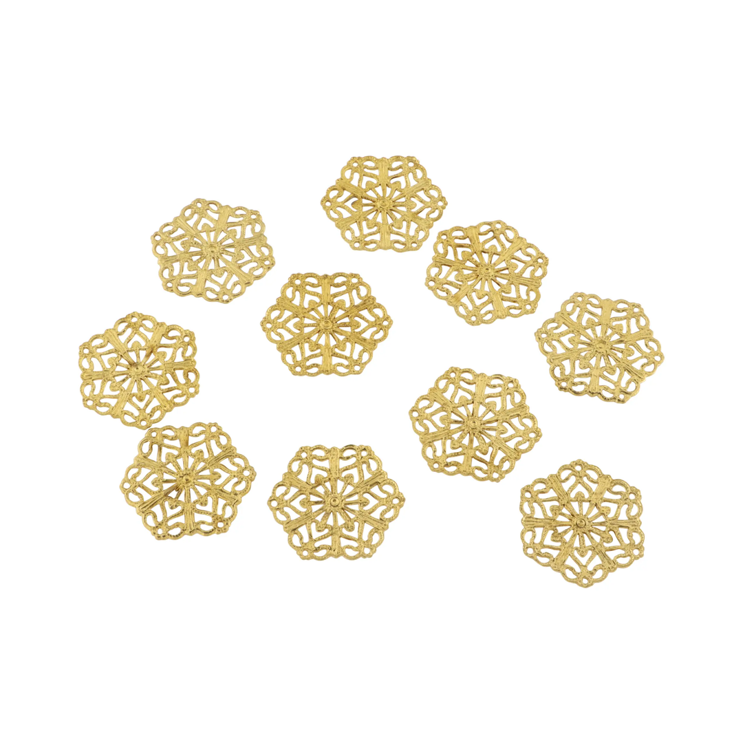 Vedhæng, filigran mandala, forgyldt messing, 18 mm. storkøb BOC