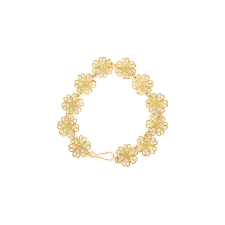 Armbånd, blomst, 16-17,5cm, forgyldt messing