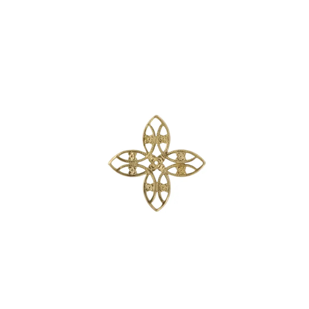 Pendant, filigree, flower, gilded brass, several sizes 