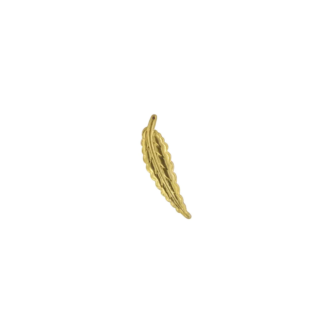 Pendant, filigree, leaf, gilded brass, 46x12mm 