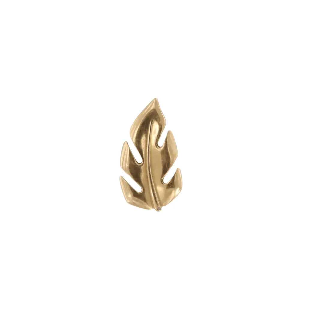 Pendant, filigree, leaf, gilded brass, 45x25mm 