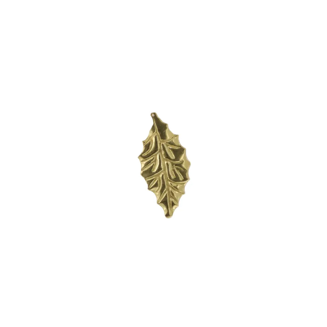 Pendant, filigree, leaf, gilded brass, 39x19mm 