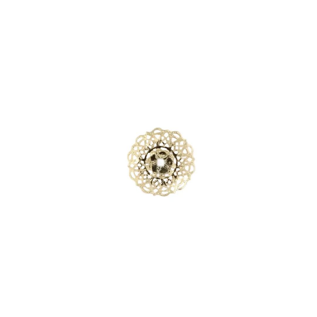 Pendant, filigree, circle, gilded brass, 28x28mm 