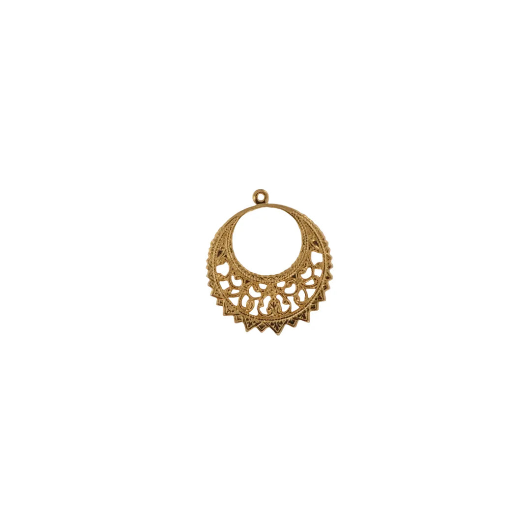 Pendant, filigree, circle, gilded brass, 30x30mm 