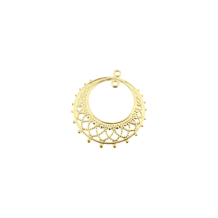 Pendant, filigree circle, gilded brass, 28x25 mm. 10-1000 pcs 