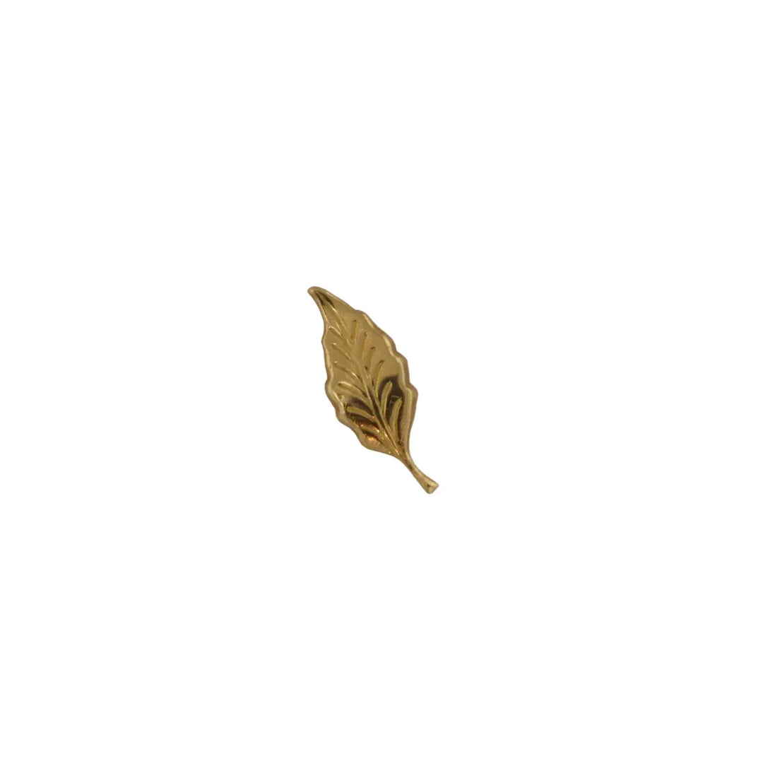 Pendant, filigree, leaf, gilded brass, 32x12mm 
