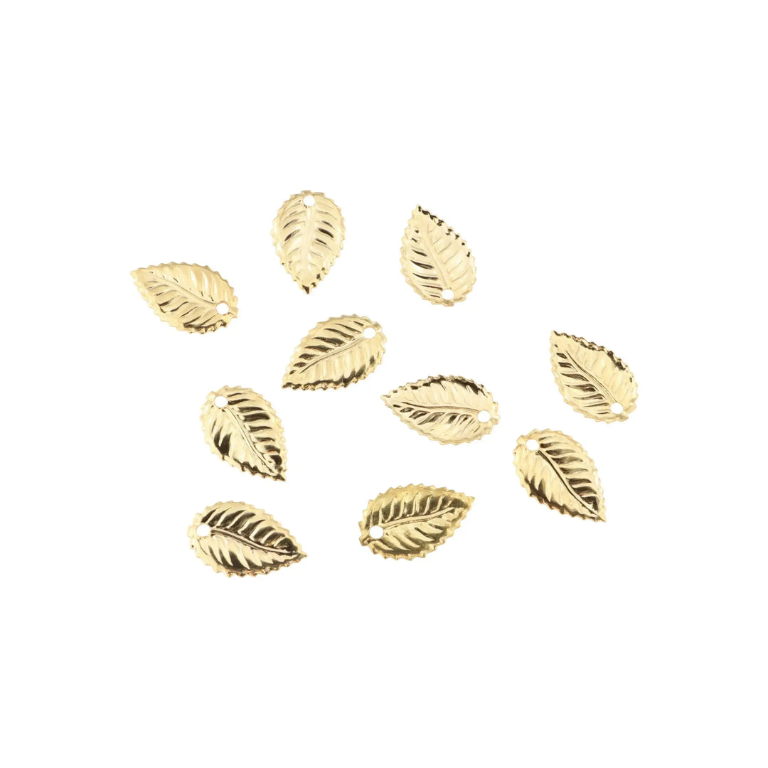 Pendant, cherry leaf, gilded brass, 15x10 mm. bulk purchase 