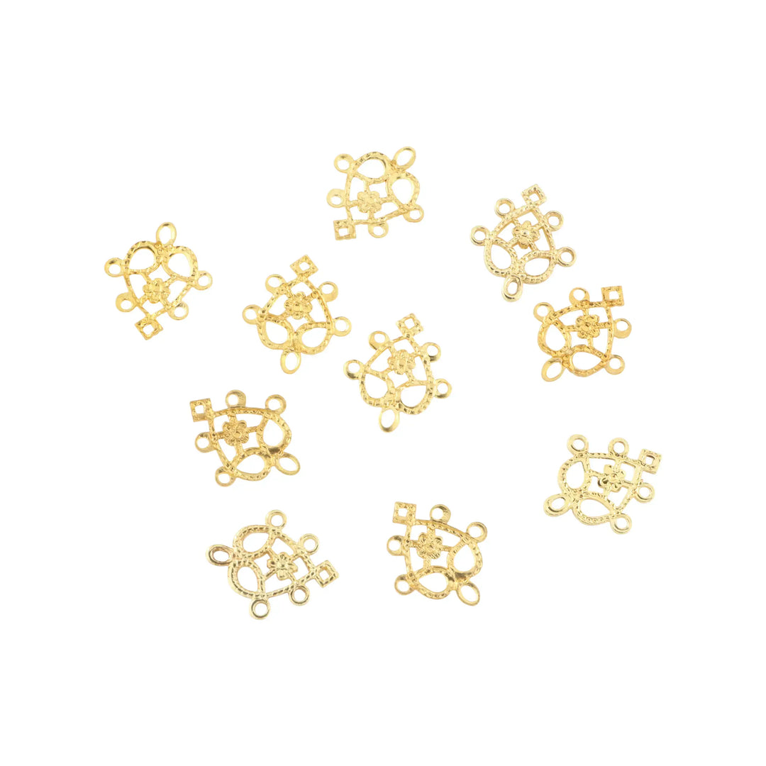 Pendant, filigree heart, gold-plated brass, 14x12 mm. bulk purchase 