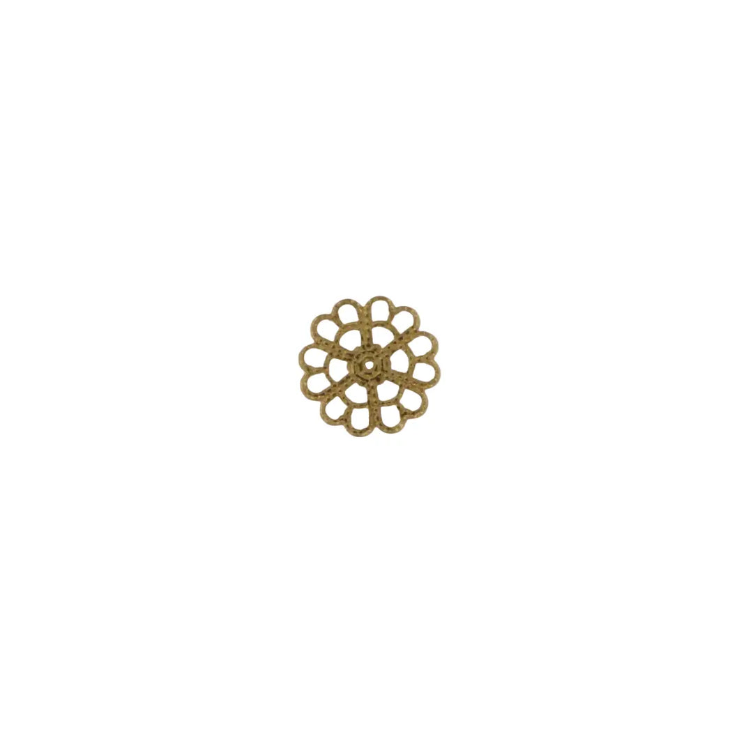 Pendant, filigree, flower, gilded brass, 15x15mm 