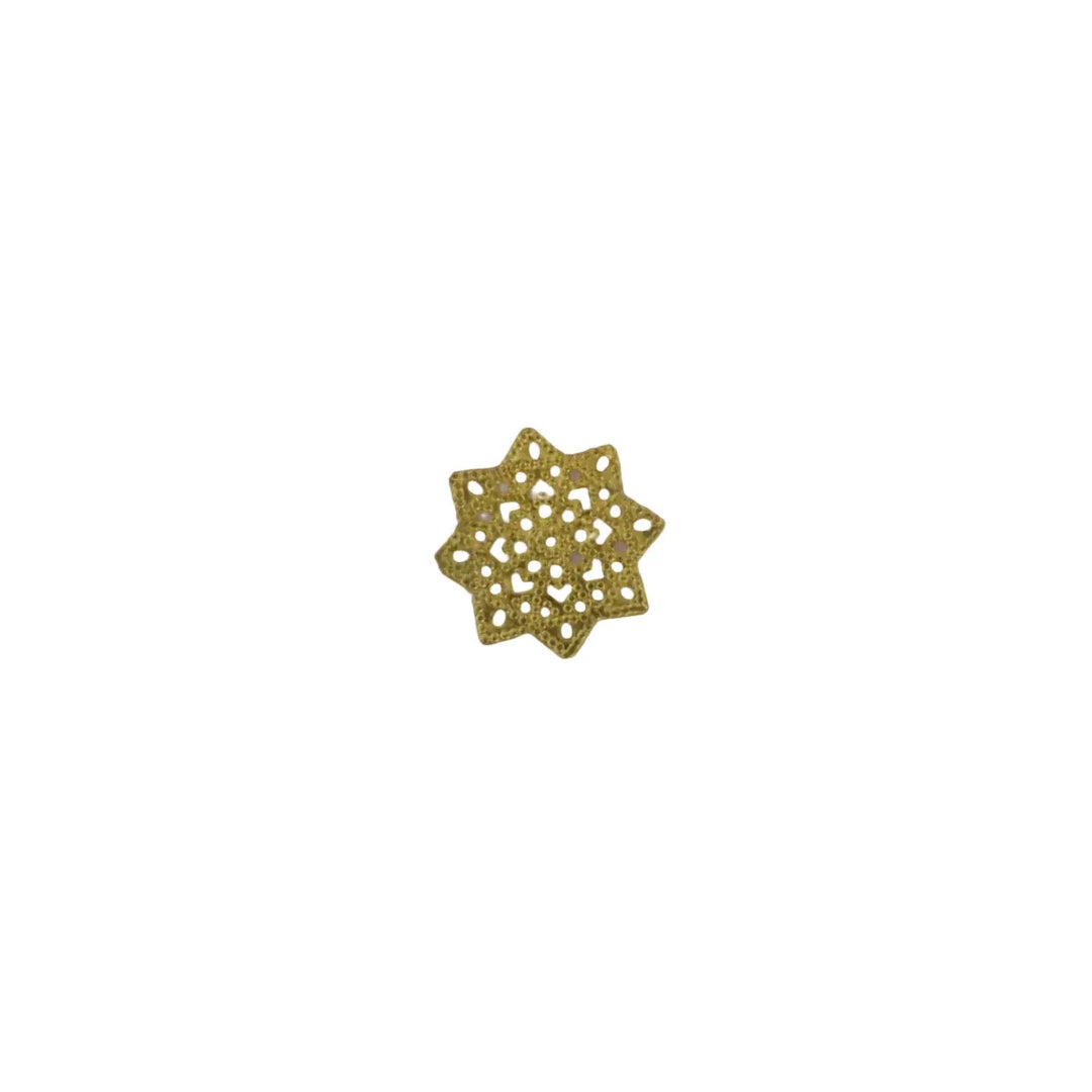 Pendant, filigree, star, gilded brass, 20x20mm 