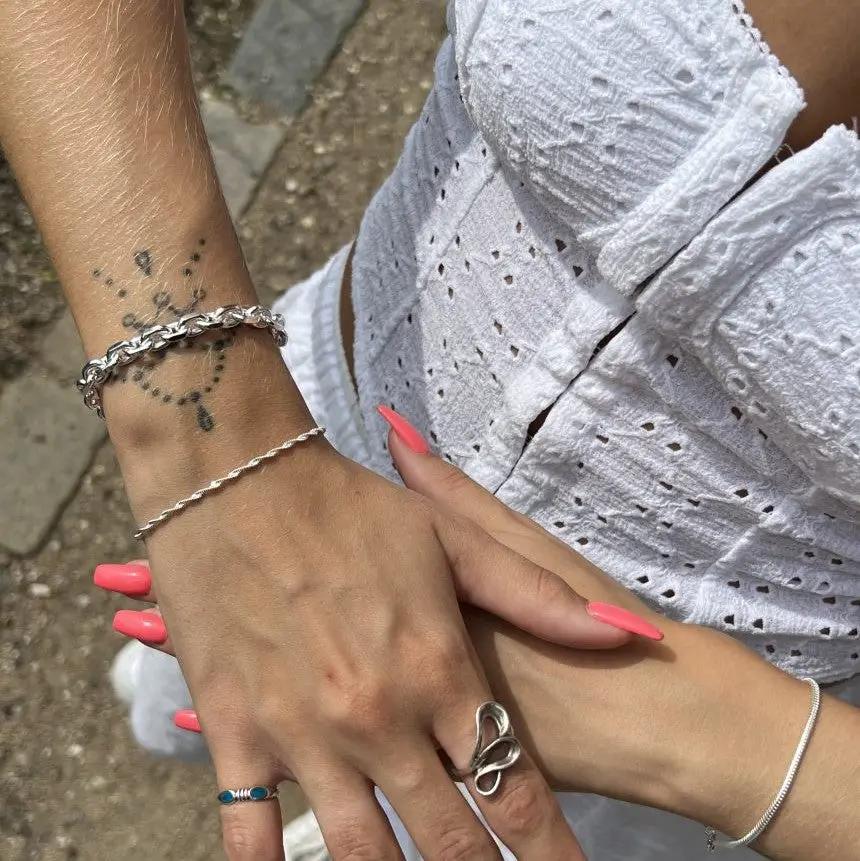 Armbånd, anker facet kæde, sterlingsølv, 17-21 cm/6,4 mm Spain